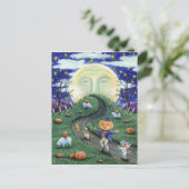 カボチャの男はハロウィーンの月の中で男に会った ポストカード (スタンド正面)