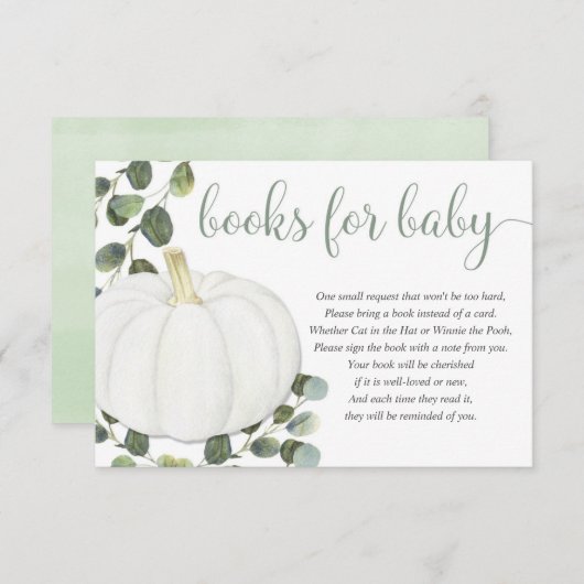 カボチャの男女兼用緑の本の要求 エンクロージャーカード (正面/裏面)