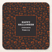 カボチャの目とグリズインブラックハローウィンパーティ スクエアペーパーコースター (正面)