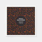 カボチャの目とグリズインブラックハローウィンパーティ スタンダードカクテルナプキン (正面)