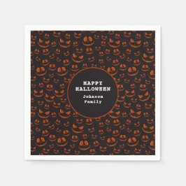 カボチャの目とグリズインブラックハローウィンパーティ スタンダードカクテルナプキン