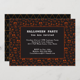 カボチャの目とグリズインブラックハローウィンパーティ 招待状