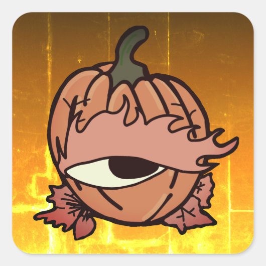 カボチャの眠い不気味目 スクエアシール (正面)