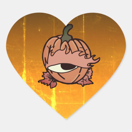 カボチャの眠い不気味目 ハートシール (正面)