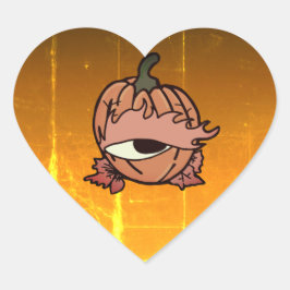 カボチャの眠い不気味目 ハートシール