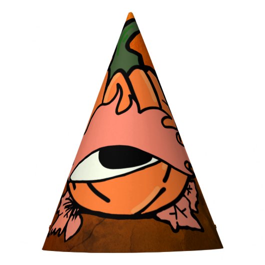 カボチャの眠い不気味目 パーティーハット (正面)