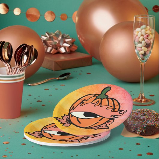カボチャの眠い不気味目 ペーパープレート (複数)