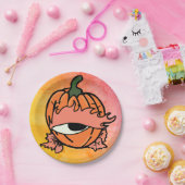 カボチャの眠い不気味目 ペーパープレート (パーティー)