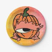 カボチャの眠い不気味目 ペーパープレート (正面)