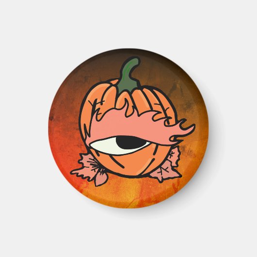 カボチャの眠い不気味目 マグネット (正面)