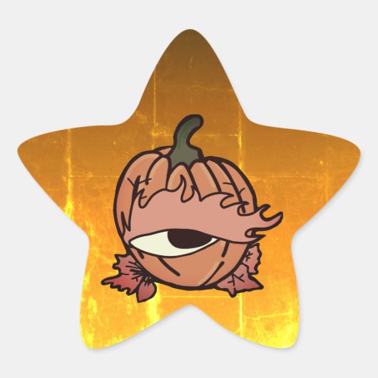 カボチャの眠い不気味目 星シール (正面)