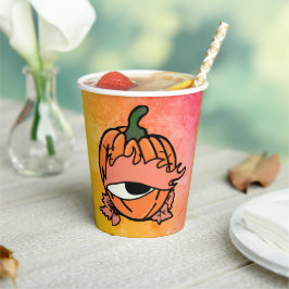 カボチャの眠い不気味目 紙コップ