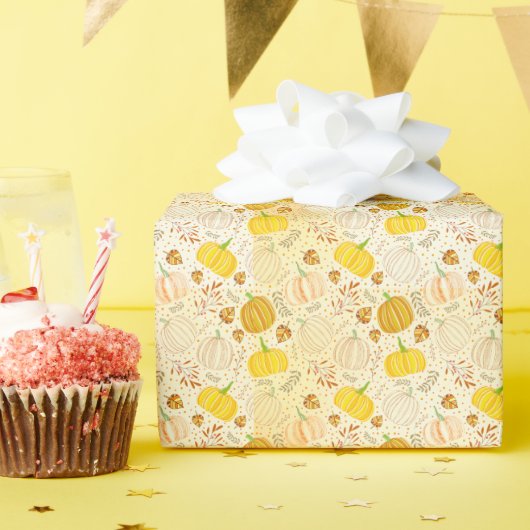 カボチャの秋の収穫パターン ラッピングペーパー (誕生日パーティー)
