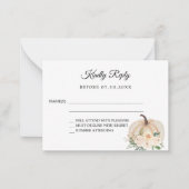 カボチャの秋の花 ブッシュ ウェディング 返信 RSVP ノートカード (正面)