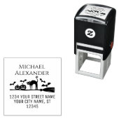 カボチャの箒こうもり猫ハロウィーンの名前アドレス セルフインキングスタンプ (インサイチュ)