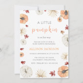 カボチャの緑の小さな離れ赤ん坊シャワー 招待状 (正面)