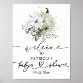 カボチャの緑の赤ちゃんシャワー歓迎ポスター ポスター (正面)