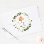 カボチャの緑の金ゴールド秋の葉感謝していは好き ラウンドシール (封筒)