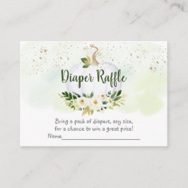 カボチャの緑の金ゴールド赤ちゃんシャワーおむつラッフル エンクロージャーカード