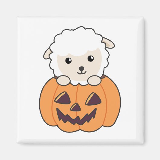 カボチャの羊かわいい羊のハッピーハローウィン磁石 マグネット (正面)