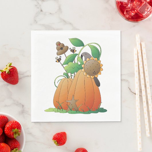 カボチャの花とミツバチ スタンダードランチョンナプキン