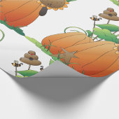 カボチャの花とミツバチ ラッピングペーパー