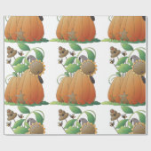 カボチャの花とミツバチ ラッピングペーパー (フラット)