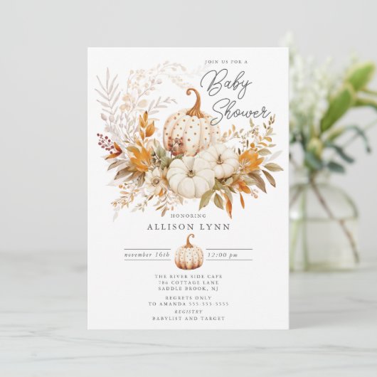 カボチャの花の赤ちゃんシャワー 招待状 (スタンド正面)