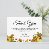 カボチャの葉の秋の赤ちゃんシャワー サンキューカード (スタンド正面)