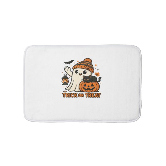 カボチャの衣装を着た可愛いハロウィンクラシック猫T-Sh バスマット (正面)