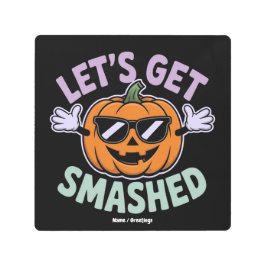 カボチャの衣装ハロウィンおもしろいを潰そう メタルプリント