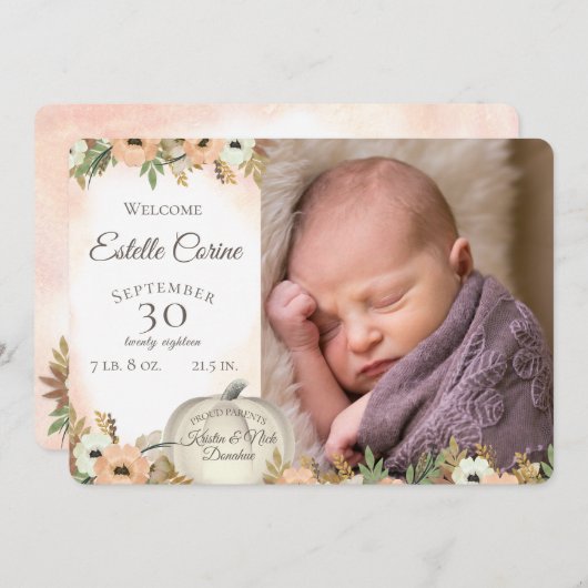 カボチャの誕生のお知らせとありがとう 招待状 (正面/裏面)