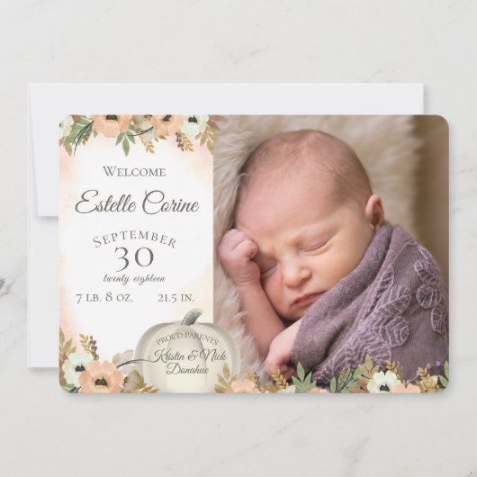 カボチャの誕生のお知らせとありがとう 招待状 (正面)