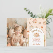 カボチャの誕生日の写真サンキューカード 招待状 (スタンド正面)