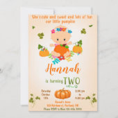 カボチャの誕生日の招待状の秋の招待状の女の子 招待状 (正面)