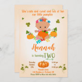 カボチャの誕生日の招待状の秋の招待状の女の子 招待状 (正面/裏面)