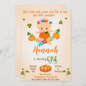 カボチャの誕生日の招待秋の招待ガール 招待状 (正面/裏面)
