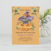 . .カボチャの誕生日パーティーで子猫を育てる 招待状 (スタンド正面)