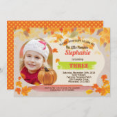 カボチャの誕生日秋感謝祭の写真 招待状 (正面/裏面)