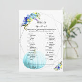 カボチャの赤ちゃんシャワーあなたの財布の中にあるものを |青 招待状 (スタンド正面)