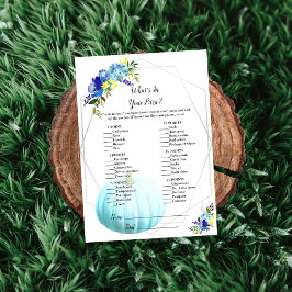 カボチャの赤ちゃんシャワーあなたの財布の中にあるものを |青 招待状