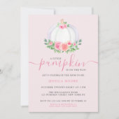 カボチャの赤ちゃんシャワーが小さなかぼちゃが途中にある 招待状 (正面)