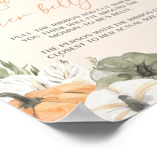 カボチャの赤ちゃんシャワーどのように彼女の腹のサインは大きい ポスター (角)