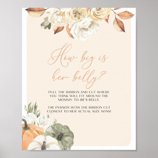 カボチャの赤ちゃんシャワーどのように彼女の腹のサインは大きい ポスター (正面)