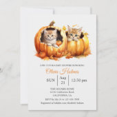 カボチャの赤ちゃんシャワーの可愛いハロウィーンキットン 招待状 (正面)