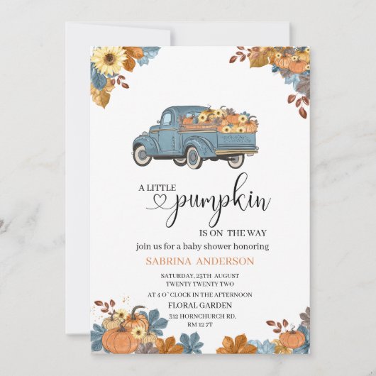 カボチャの赤ちゃんシャワーの招待 招待状 (正面)