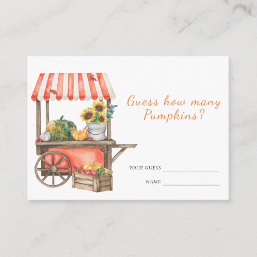 カボチャの赤ちゃんシャワーカボチャのゲームの数を推測 エンクロージャーカード (正面)