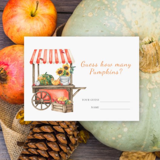 カボチャの赤ちゃんシャワーカボチャのゲームの数を推測 エンクロージャーカード