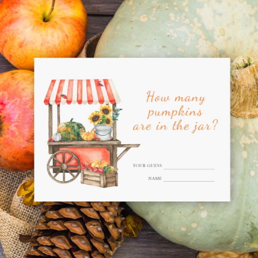 カボチャの赤ちゃんシャワーカボチャのゲームの数を推測 エンクロージャーカード