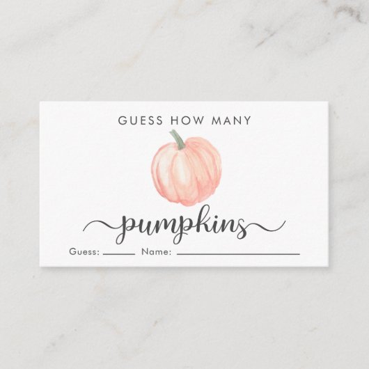 カボチャの赤ちゃんシャワーゲームの数を推測 エンクロージャーカード (正面)